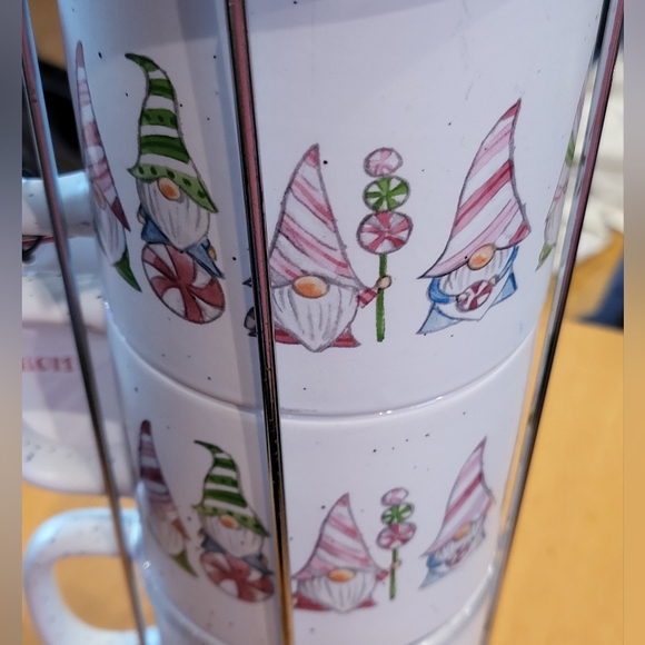 Brand New Set of 4 Candy Cane Striped Vibe Tea/coffee Cups with stand. - Picture 2 of 4